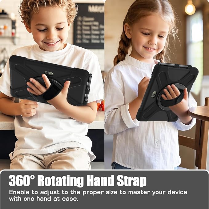 Samsung Galaxy Tab Active5/Active 3 8.0 Case with 360 Stand Handle Hand Strap &amp Shoulder Strap for Galaxy Tab Active5 8 2024 X300/X307 Active3 8 2020 T570/T575/T577 (Black)