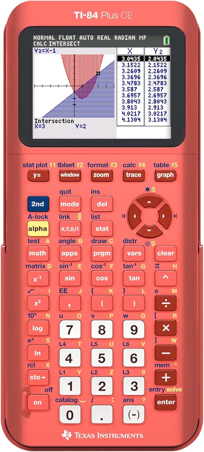 Texas Instruments TI-84 Plus CE Color Graphing Calculator, Coral (Metallic)