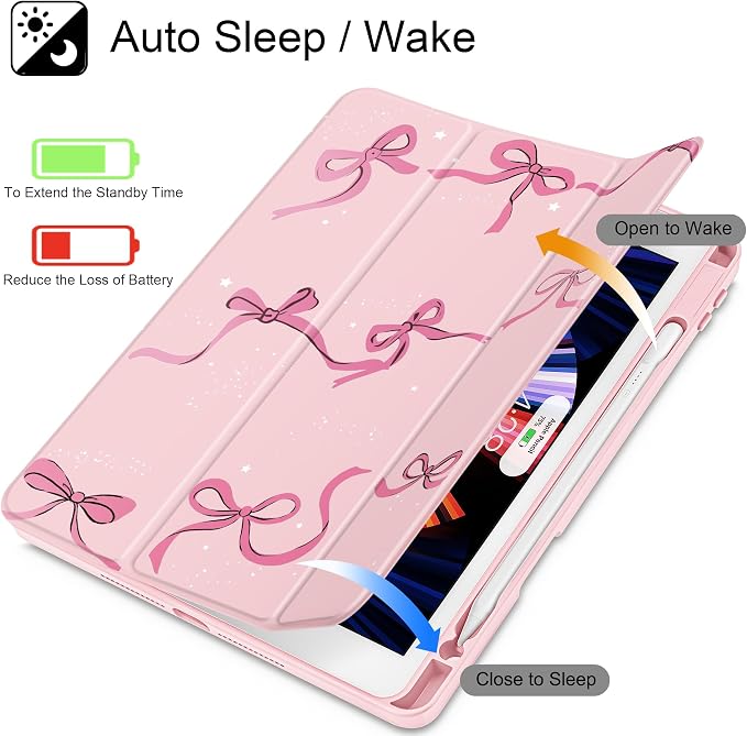 May Chen for iPad 9th Generation with Pencil Holder iPad 8th/7th Gen Case 10.2-inch [Penceil Holder] Trifold Stand Auto Wake/Sleep Clear TPU Protection Back Cover Ballet Shoes