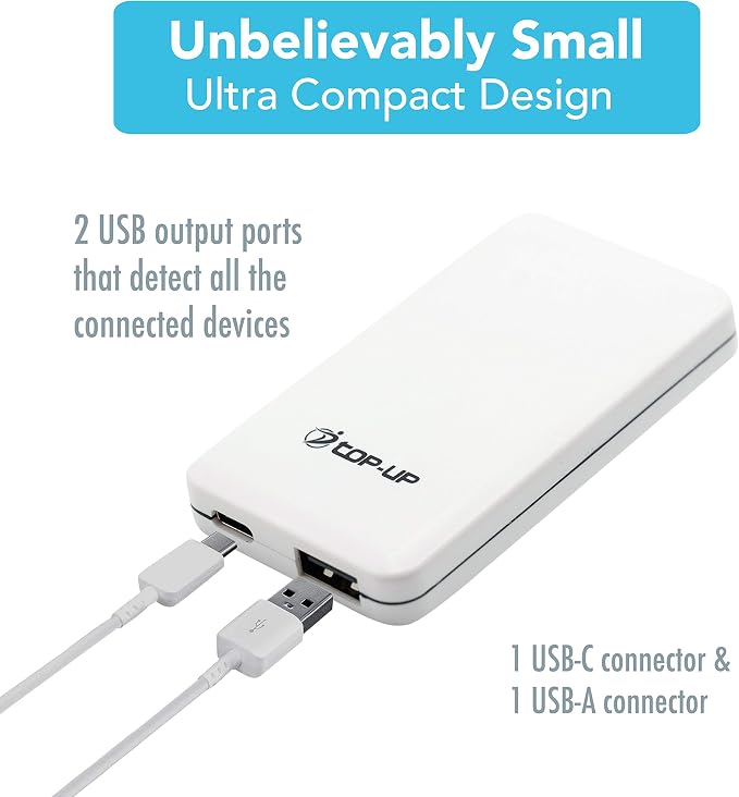 TOP-UP Flat USB Wall Charger 18W PD – Ultra Slim Dual Port USB-C &amp USB-A Fast Charging Adapter for iPhone 17/16/15/14/13/12 Pro Max/Air iPad AirPods Samsung Galaxy S24/S23 Google Pixel More