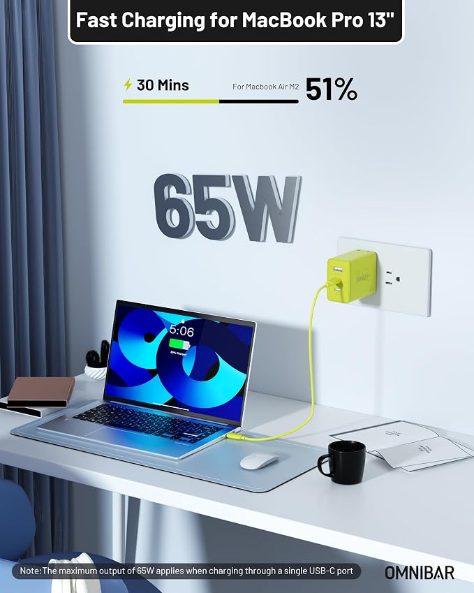 65W USB C Charger Block 3-Port GaN Fast Wall Charger Power Adapter | 2 USB-C &amp 1 USB-A Foldable Plug PD 3.0 PPS Fast Charging for iPhone 17/16/15 Galaxy S26/S25 Pixel 10/9 iPad &amp MacBoo