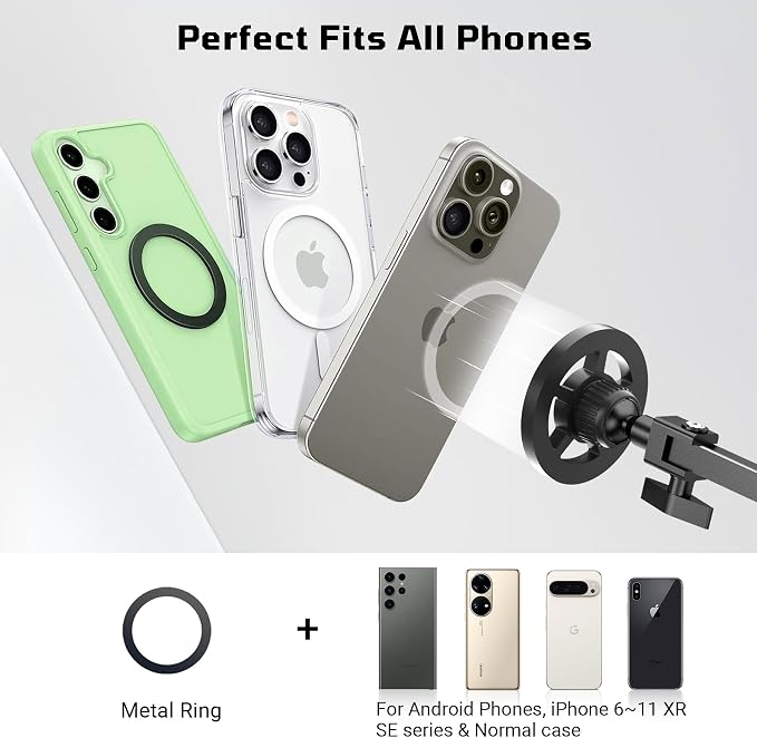 Kefotic Floor Magnetic Phone Holder for Bed Laying Down Adjustable Bedside Phone Stand for iPhone Magsafe Headboard Cell Phone Mount for Reading