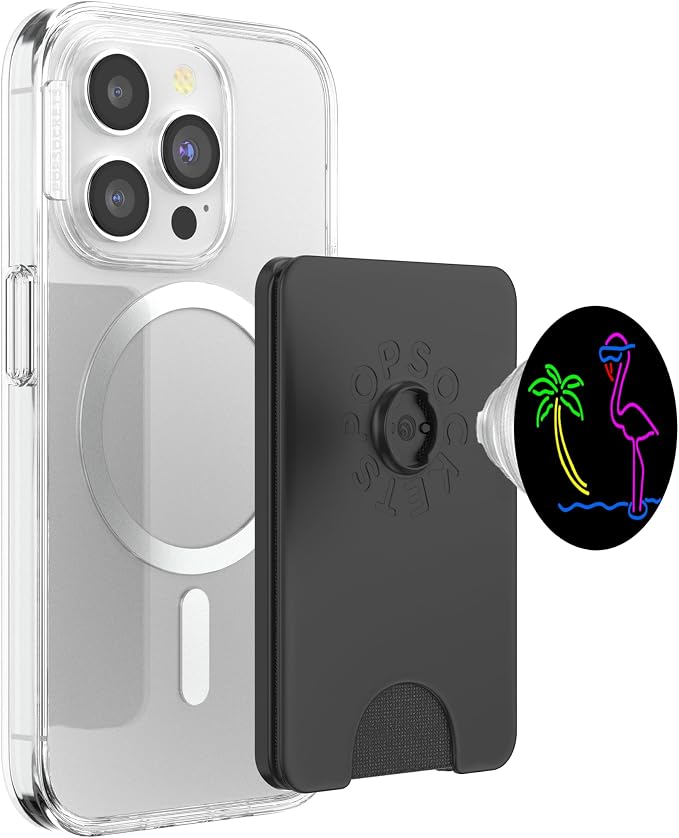 Neon Pink Flamingo Tropical Colorful Artwork Pop-Socket PopSockets Adhesive PopGrip