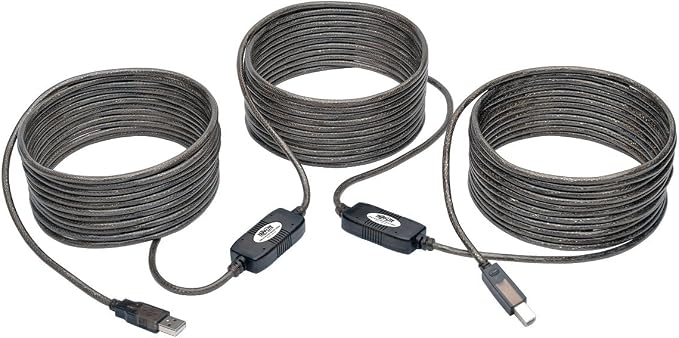TRIPP LITE Eaton USB 2.0 Hi-Speed A/B Active Repeater Cable (M/M) 25-ft. (U042-025) Silver