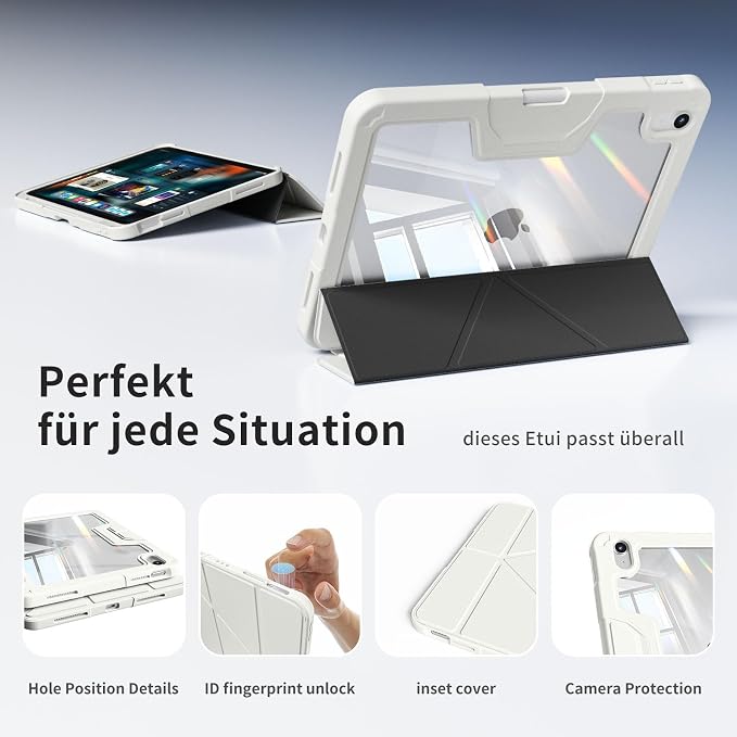 Case for iPad (A16) 11th Gen 11'' 2025/iPad 10th Gen 10.9'' 2022 | Shockproof Protective Cover with Pencil Holder Multi-Angle Stand Clear Back Support Touch ID &amp Auto Sleep/Wake (Black)