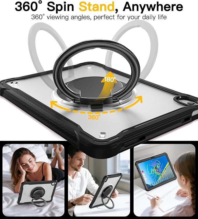 BRAECN for iPad (A16) 11th/10th Generation Case 11 inch 2025/10.9'' 2022 Handle Protective Cover 360 Rotating Ring Stand Shockproof Dropproof Case for Kids Kickstand &amp Pencil Holder &amp Shoulde
