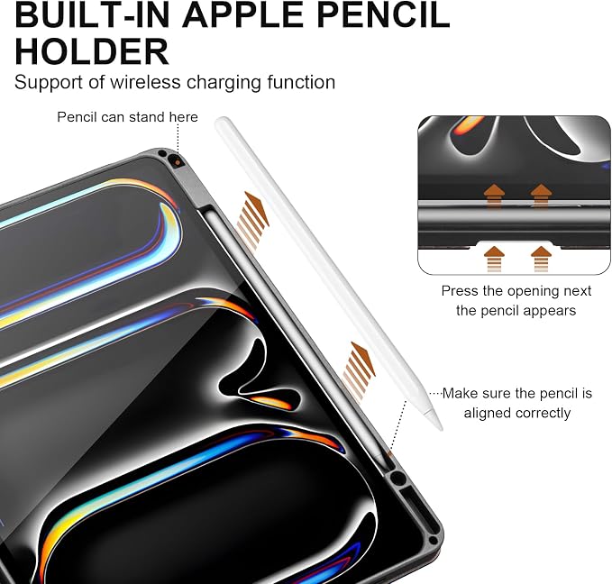 Genuine Leather Case for iPad 11th Gen 11/10th Gen 10.9 Black | Pencil Holder Adjustable Stand Auto Wake/Sleep Shockproof