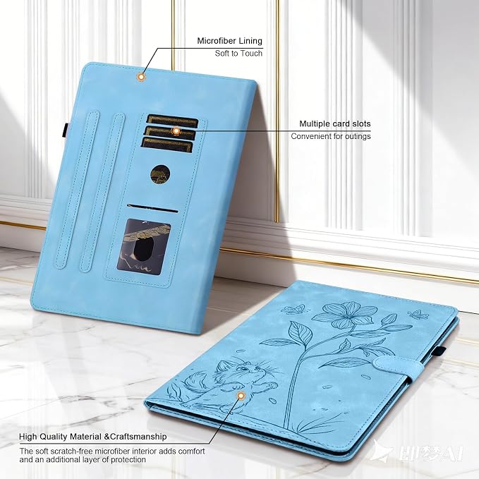 Case for iPad mini 7 2024 A17 Pro iPad mini 6 2021 8.3 inch Auto Wake/Sleep Multi-Angle Flip PU Leather Cover Case with Stylus Holder Blue