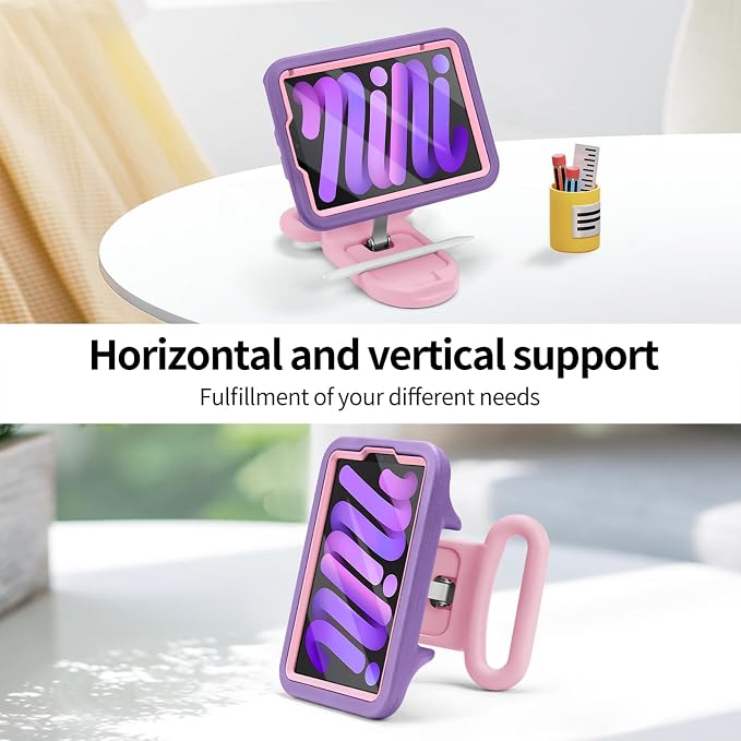 Kids Case for iPad Mini7(A17 Pro)2024/Mini 6 with Handle &amp Screen Protector | Child-Friendly Shockproof Case with Handle &amp Adjustable Portrait/Landscape Stand for iPad mini 7th 2024/6th 2021 8