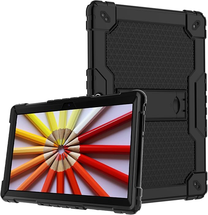 case for Dragon Touch Notepad K10 MAX10 Plus Case Built in Stand Shoulder Strap for FEONAL K118 K101 Veidoo T80 Plus 10.1 inches Tablet (Black/Black)