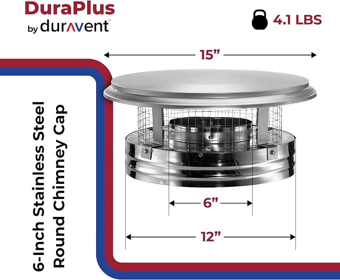 DuraVent DuraPlus 15 Inch Triple Wall Stainless Steel Round Chimney Cap