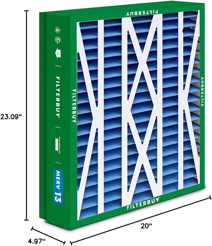 Filterbuy 21x23.5x5 Air Filter MERV 13 Optimal Smoke & Allergy Defense