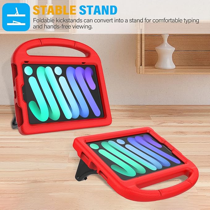 SUPLIK Kids Case for iPad mini 7 (A17 Pro) 2024 &amp iPad mini 6 2021 8.3-inch iPad mini 6th/7th Generation Case with Screen Protector Durable Shockproof Kids Cover with Handle Stand Black