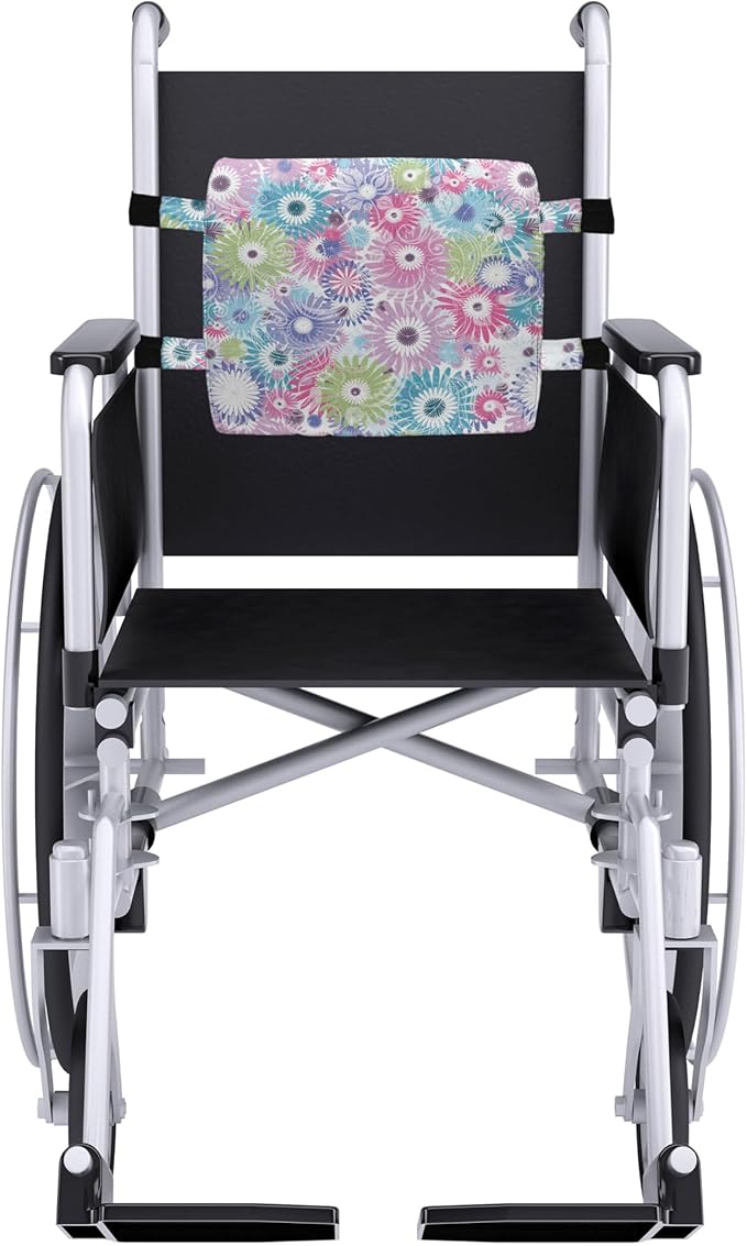 Ambesonne Floral Lumbar Back Support Pillow, Colorful Pastel Pattern with Flowers and Vintage Curls Ornate Style Gerbera Daisies, High Density Foam for Office Chairs Car Seats, 14" x 13", Purple Green