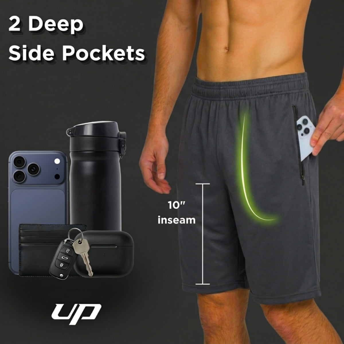 Ultra Performance Mens 5 Pack Athletic Running Shorts, Loose fit Basketball Gym Workout Shorts for Men with Zippered Pockets