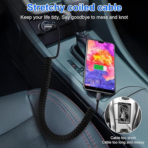 USB c Cable Coiled USB c Cable Fast Charging（2Pack 3FT+6FT ） Compatible with iPhone 16/15/Samsung Galaxy S20 S10 S9 S8 Plus (USB Type C)