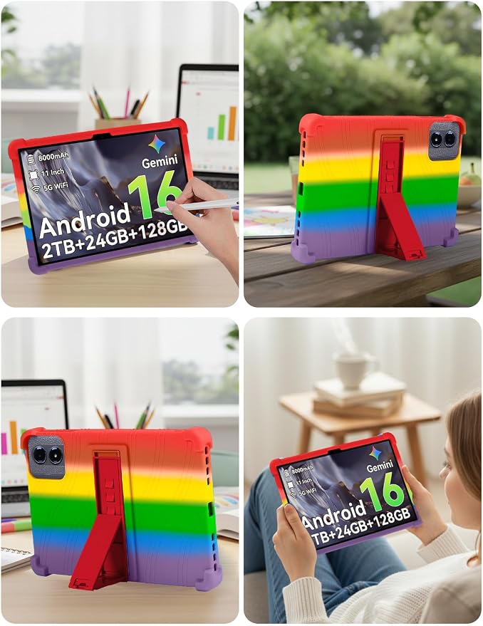 Case Compatible with TABWEE T50 11 inch Tablet – Shockproof Silicone Protective Case with Kickstand Anti-Slip Drop-Resistant Business Style (Black)