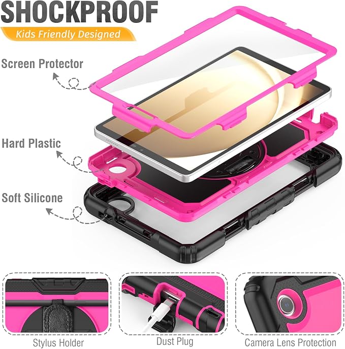 HXCASEAC Case for Samsung Galaxy Tab S6 Lite 10.4 inch Protective with Screen Protector/Hand Strap/S Pen Holder Shockproof S6 Lite Tablet Case 2024/2022/2020 SM-P610 SM-P613 SM-P620 - Black