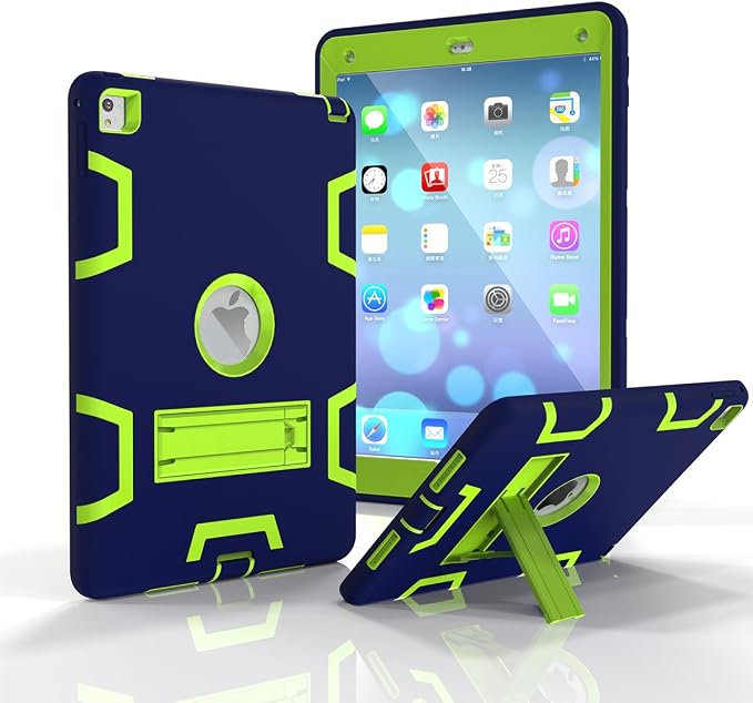 MAKEIT CASE for iPad Pro 9.7 inch Case iPad Air 2 Case Shock Absorption High Impact Resistant Hybrid Protective Tablet Cases Cover with Kickstand for iPad Air 2 / iPad Pro 9.7 2016 Release