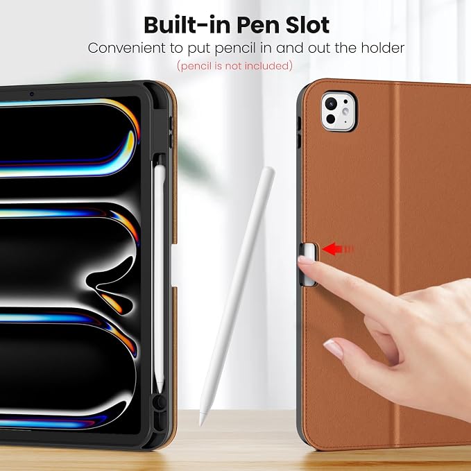 DTTO for iPad Pro 13 Inch Case M5/M4 2025/2024 Magnetic Clasp Multiple Angles Auto Wake/Sleep Premium Leather Business Folio Stand Smart Cover with Pencil Holder for iPad Pro 13 Blue