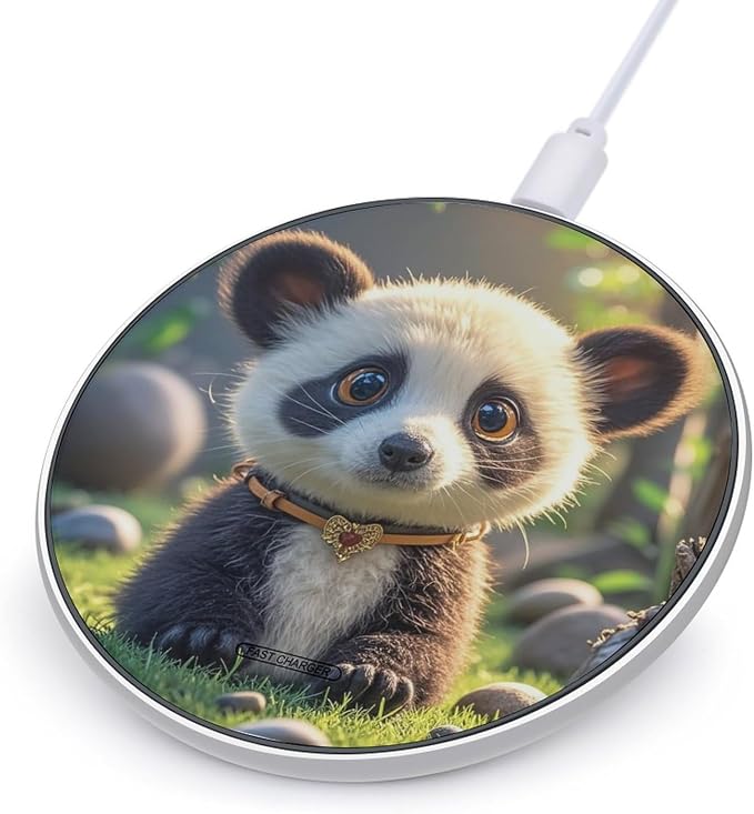 Foolish Cute Animal Wireless Charger Aluminum Alloy Frame 10W Fast Charging Pad with Indicator Light 6mm Thin &amp Portable Wireless Charging Pad for Travel Home Office Desk