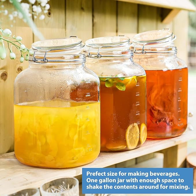 1 Gallon Glass Jars, Large Glass Storage Containers with Lids, Mason Jar