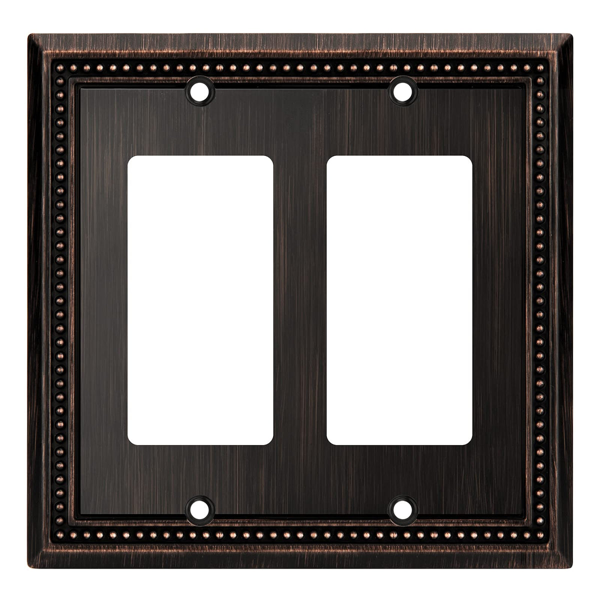 Henne Bery Sunken Pearls Heavy Duty Decorative Wall Plate Switch Plate Outlet Cover (Double Decorator, Aged Bronze)
