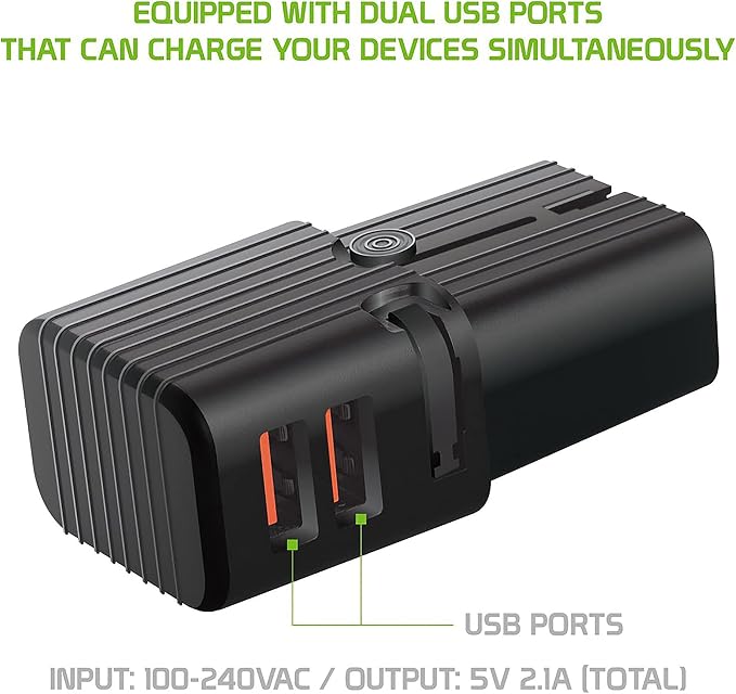 Dual Universal USB Adapter Works for Micromax Canvas Selfie 4 for Worldwide Power and Travel Between US/EU/CN/AUS/NZ/UK
