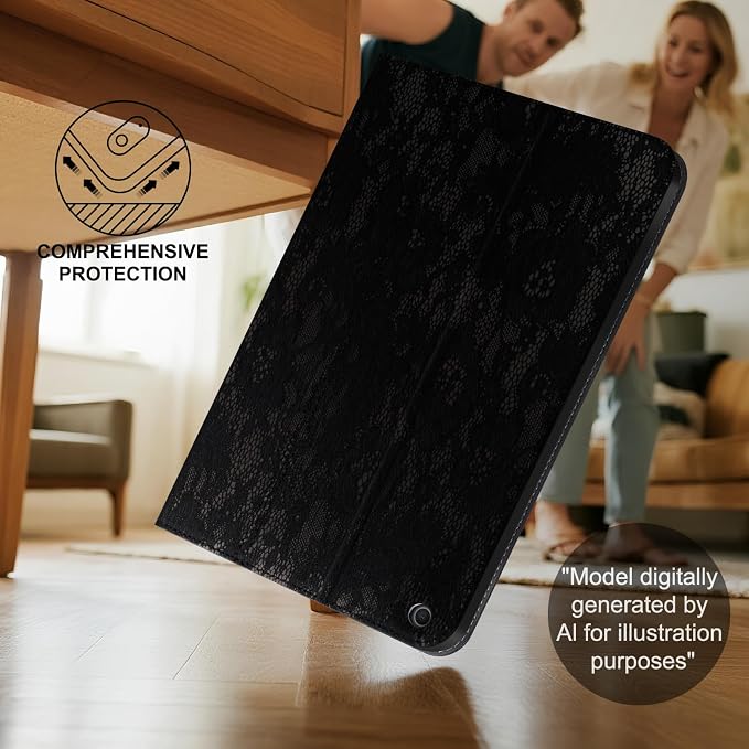 Leather Case for iPad 10.2 Inch9th/8th/7th Gen 2021/2020/2019 | Genuine Top Grain LeatherSmart Folio Pencil HolderAuto Sleep/WakeProtective ShockproofAdjustable StandSilver Black