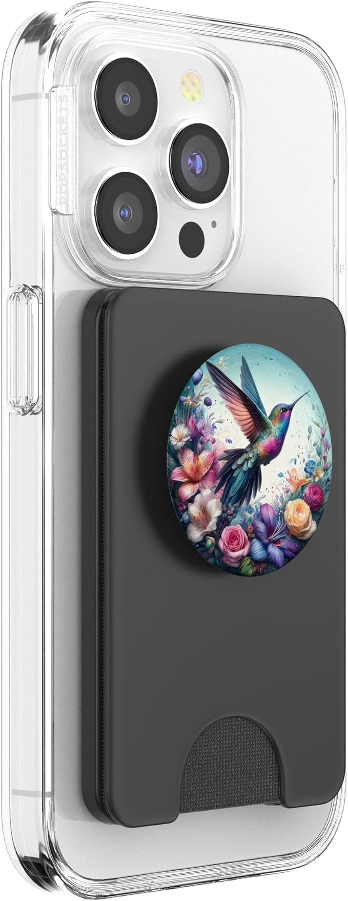 Aesthetic Floral Flowers Hummingbird Illustration Art PopSockets Adhesive PopGrip