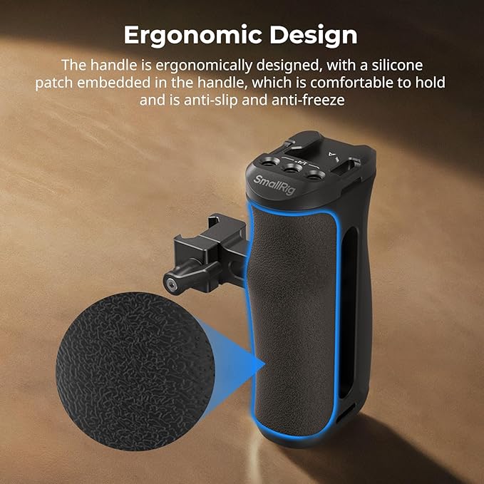 SmallRig Mini NATO Side Handle for Camera Cages, Universal Ergonomic Side Handgrip, 43mm Up/Down Adjustable, Bulit-in 1/4"-20 Threaded Hole, Strap Hole, Cold Shoe - 4840