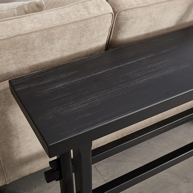 Kmax Entryway Table, 59 inchs Wood Farmhouse Console Table Boho Hallway Table Rustic Couch Table Behind Sofa for Outdoor Entrance Living Room - Black