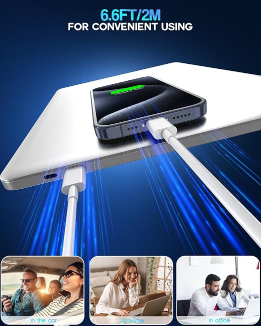 USB C to USB C 240W USB C Cable 2-Pack 10ft C to C Cable Fast Charging for MacBook Pro/MacBook Air iPad Pro/iPad Air iPhone 16 15 Pro Max Plus Samsung GalaxyCompatible 140W/100W/65W/45W/35W/20W
