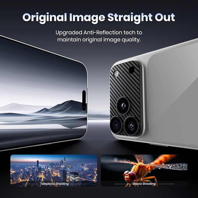 for iPhone 17 Pro Camera Lens Protector - 12FT Shatterproof | Military Grade Protection Strong Adsorption 9H+ Tempered Glass Camera Screen Full Protective Cover Case Friendly Black