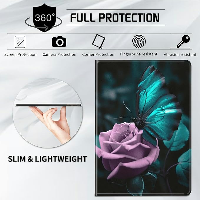 Case for Samsung Galaxy Tab A9 Plus 2023/A11 Plus 2025 11 inch Lightweight Protective PU Leather Smart Stand Cover with Auto Wake Sleep Tablet Case Cover - American Flag &amp Fish