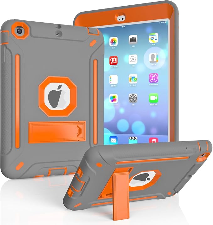MAKEIT CASE iPad Mini Heavy Duty Hybrid Shockproof Protective Case - Full-Body Rugged Silicone and PC Hard Case With Kickstand for iPad Mini 1/2/3