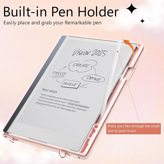 E NET-CASE Case for Remarkable 2 Paper Tablet - Business Design Protective Stand Cover with Pen Holder/Hand Strap/Carrying Shoulder Strap &amp Auto Sleep/Wake for 10.3 2020 Released (Green)