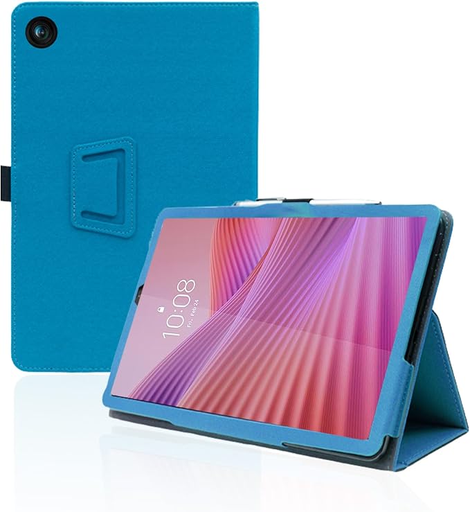 for Lenovo Tab One 8.7 Inch Android Tablet CaseBOVUGAC Folding Stand Protective Cover with Pencil Holder and Wrist StrapFull Protection Premium PUScratch Resistant(Black)
