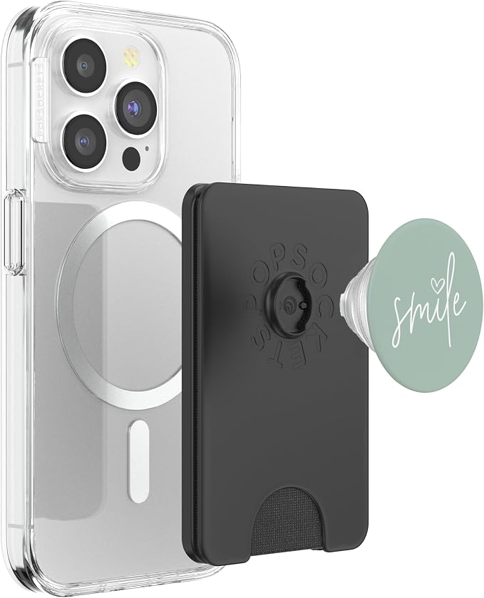 Smile Positive Inspirational Quote - Pastel Sage Green PopSockets Adhesive PopGrip