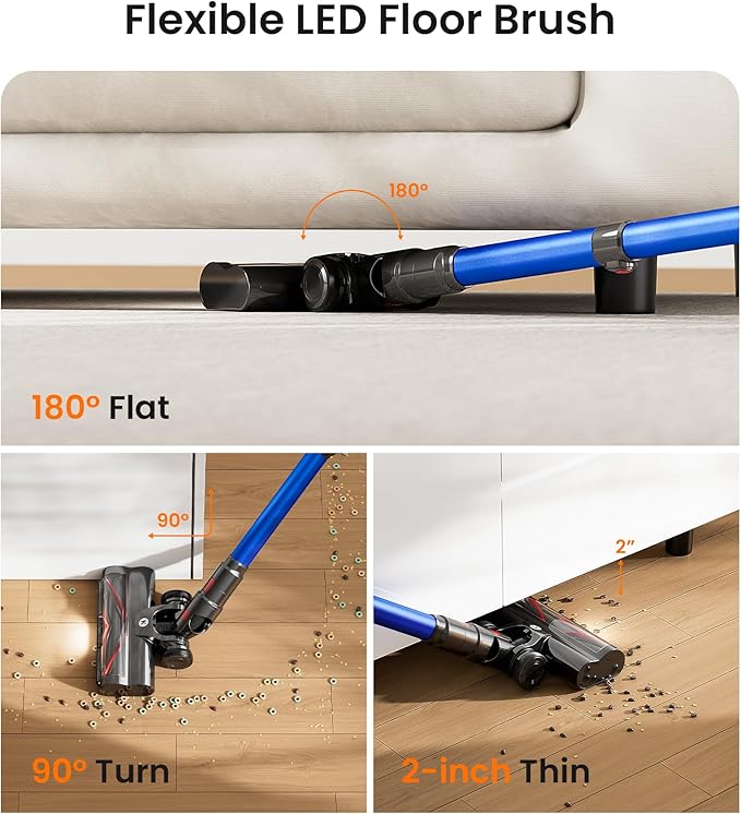 NADALY Cordless Vacuum Cleaner, 550W 45Kpa 65Mins Vacuum Cleaners for Home, Stick Vacuum with LED Display, Anti-Tangle, Self-Standing, 8-in-1 Lightweight Vacuum for Hardwood Floor/Carpet/Pet Hair