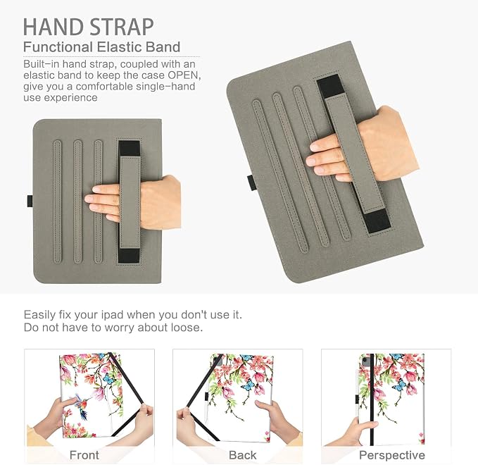 for iPad Air 13 inch Case (M4/M3/M2) iPad Pro 12.9 inch Case Hummingbird | Premium Leather Business Folio Case with Pencil Holder Multi-Angle View Adjustable Stand Pocket/Hand Strap/Auto Wake Sleep