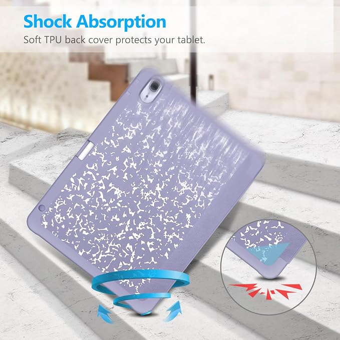 Fintie Slim Case for iPad Air 11-inch &amp iPad Air 5th/4th Generation 10.9 in | Tri-Fold Stand Flexible Soft TPU Back Cover Shockproof Protection Pencil Holder Scratch-Resistant Composition Lil