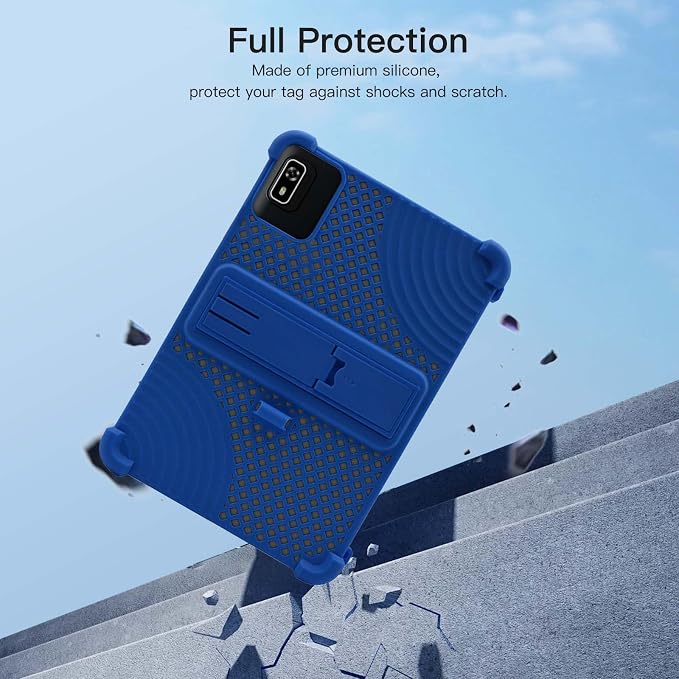 Case for Topsand Topsand-G12PRO Android 15 Tablet 10 inchHeat Dissipation Tablet CaseSoft Silicone Protector CoverKids FriendlyAdjustable Stand Cover4 Corners Thicken Shockproof Blue