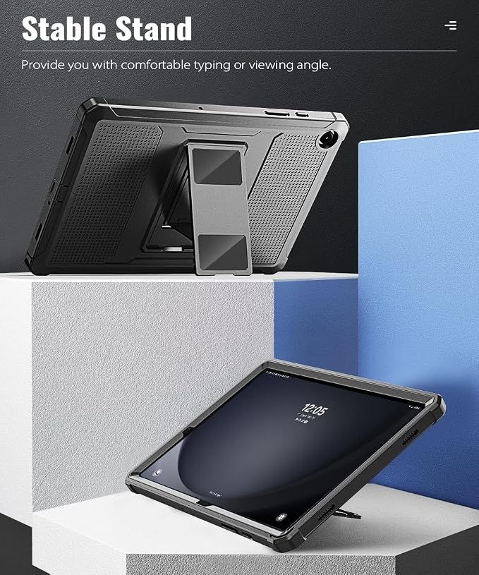 MoKo Shockproof Case Fit Samsung Galaxy Tab A11+ Plus/ A9+ 11 Inch | Full Body Rugged Stand Back Cover with Built-in Screen Protector for Galaxy Tab A11+/ A9+ Tablet Light Gray
