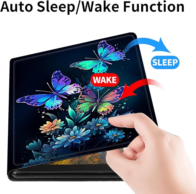Case for 7 All-New Kindle Paperwhite (12th Generation 2024) and Kindle Colorsoft Signature Edition CoverSlim PU Leather Smart Cases with Auto Wake/Sleep-Black Cat Night Sky
