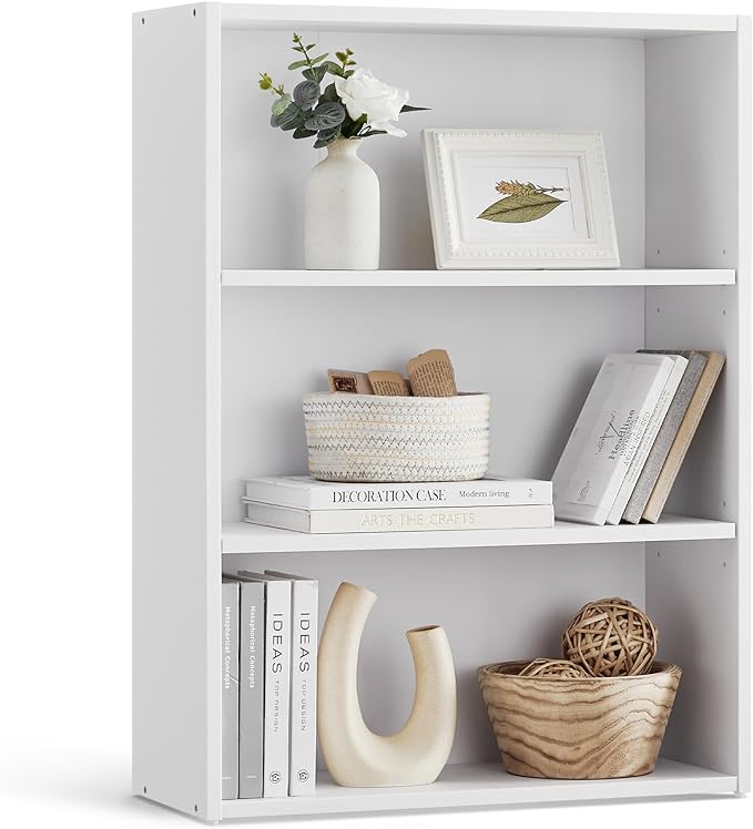 VASAGLE CUSTOS Collection - Bookshelf, 3-Tier Bookcase, Book Shelf, Open Storage Shelf, 9.4 x 23.6 x 32 Inches, for Living Room, Home Office, Dinning Room, Cloud White ULBC163T14