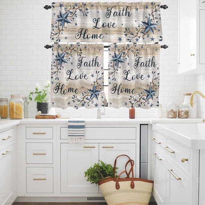 Vintage Country Kitchen Curtains Set 3 Piece