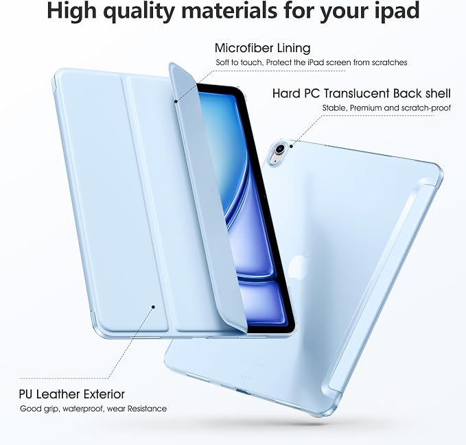 for iPad Air 13 Inch Case M4/M3/M2(2026/2025/2024) Lavender | Slim Trifold Stand Protective Cover with Translucent Hard Back for iPad Air 13 Case Support Touch ID Auto Wake/Sleep