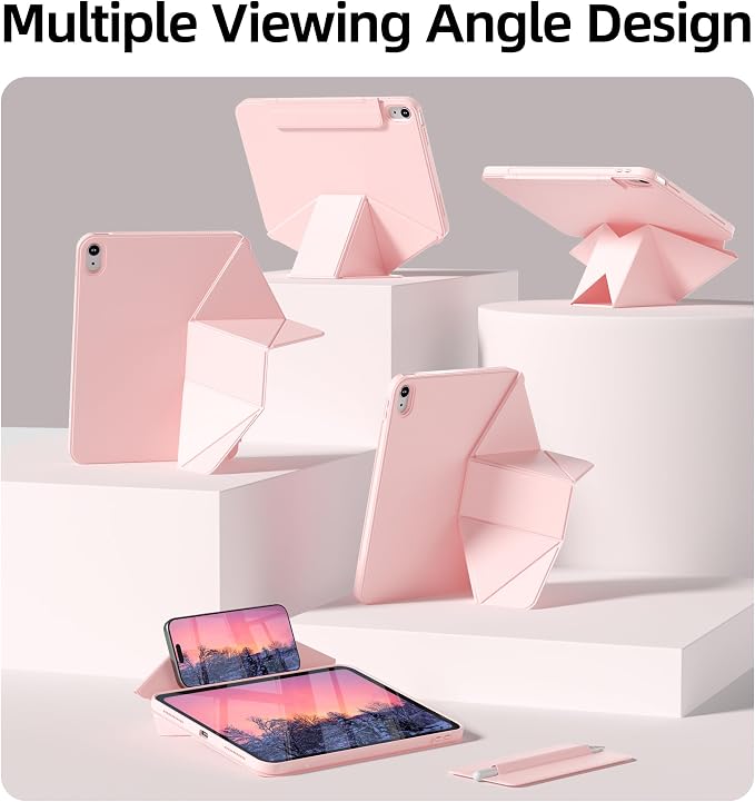 kenke Case for iPad Air 11'' M4/M3/M2 Air 10.9'' 5th/4th Gen Black | Detachable Rotating 360° Magnetic Clear Back Multi-folding Stand Cover Pencil Holder Auto Wake/Sleep Touch ID