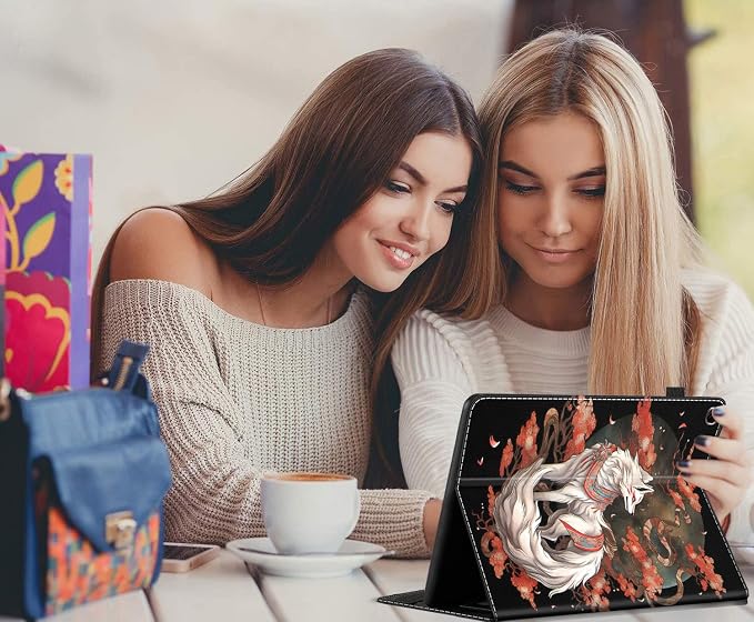 Case for All-New Amazon Fire HD 10 and 10 Plus Tablet (13th/11th Generation 2023/2021 Release) 10.1 Multi-Angle Smart Stand Cover Auto Sleep/Wake Skull and Fire